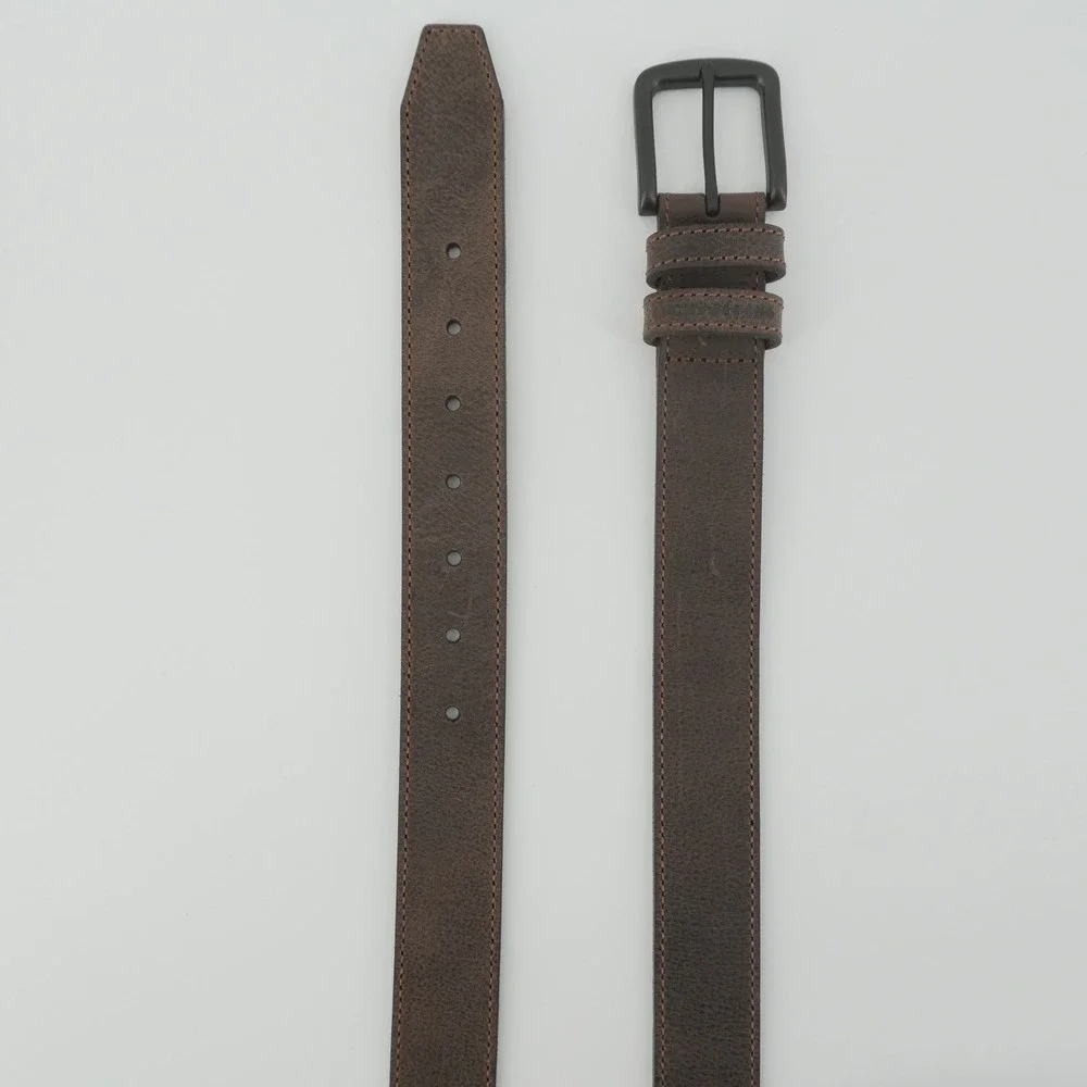 Lucky Brand Leather Belt Mens 36 Dark Brown Matte Black Buckle LOPM-3603